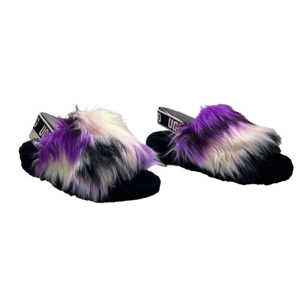 UGG Women’s Fluff Yeah Slide Sheepskin Slipper Magnolia Tie-Dye, SZ 9 US, Purple - Picture 6 of 14